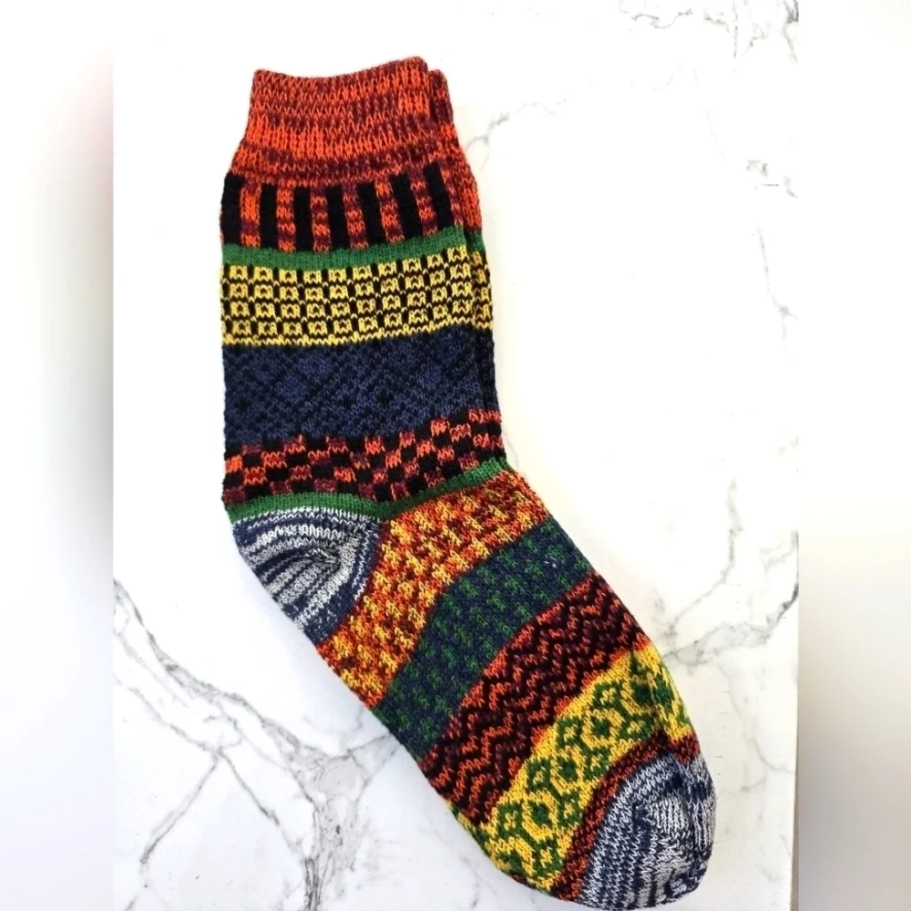 Bohemian | Granola orange yellow maximalist print Gorpcore tube socks - Picture 1 of 7